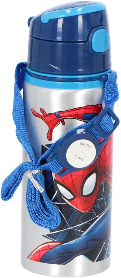 botella aluminio con cuerda spiderman