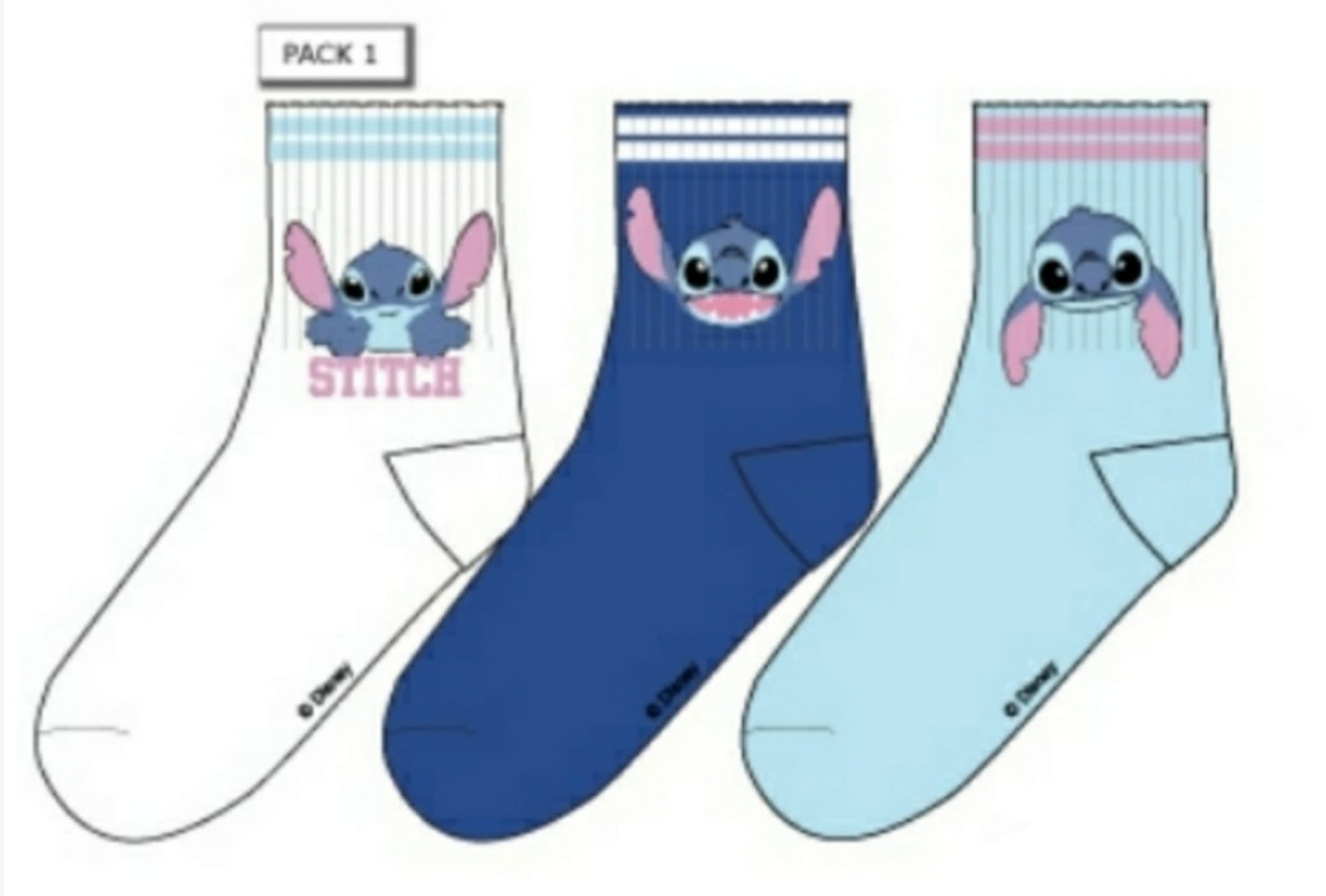 pack 3 pares calcetines stitch