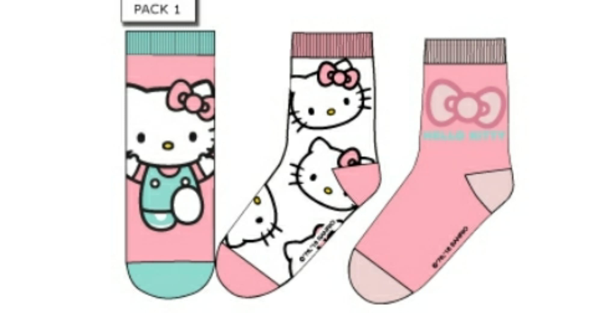 pack 3 pares calcetines hello kitty