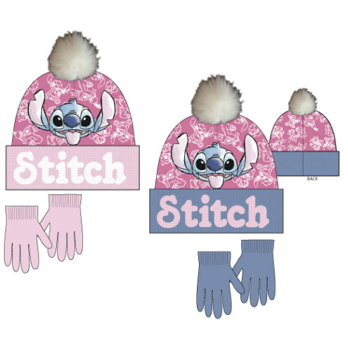 conjunto gorro+guantes stitch disney