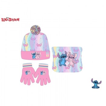 conjunto gorro+braga cuello+guantes stitch disney